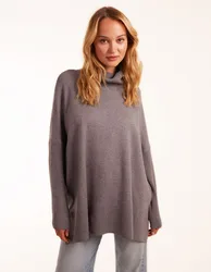 High Neck Boxy Jumper - M/L / GREY - female