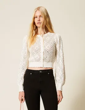 Cardigan avec losanges et perles - TWINSET - FashionsVida