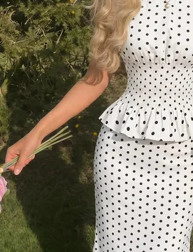 Conjunto de moda de top y falda plisada con lunares para mujer L - Shein - FashionsVida