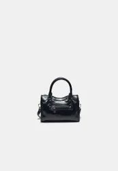 Mini-Umhängetasche mit Tasche Schwarz OS