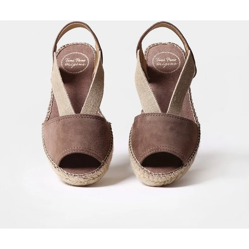 Alpargatas cuña de mujer de ante con elásticos - Toni Pons - FashionsVida