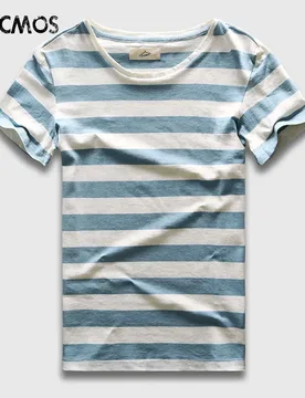 Zecmos New Men Stripe T-Shirt Fashion O Neck Short Sleeved Slim Fit Blue Striped T Shirt Man - Aliexpress - FashionsVida