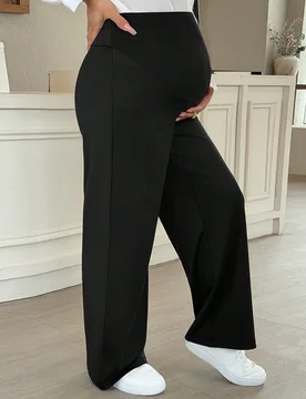 Leggings de maternidad de cintura alta, sueltos y de unicolor, ajustables S - Shein - FashionsVida