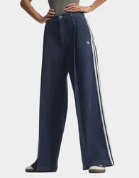 Womens Pantaloni Denim Pleats Wide Leg - Blu, blu blu Donna taglia 28-34