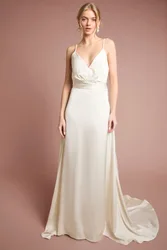 Womens Strappy V Neck Wedding Dress - White - Size 12 Uk