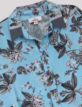 Blusa de mujer fluida estampada con cuello camisero y manga larga - Niza - FashionsVida