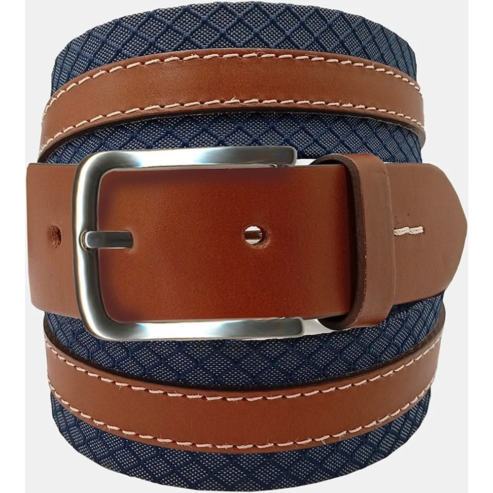 Cinturón de piel y tejido técnico para hombre - Leyva - FashionsVida