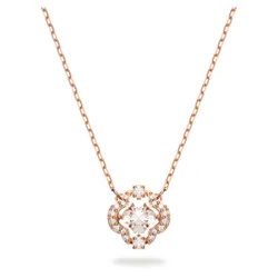 Collana Una, Quadrifoglio, Bianca, Finitura oro rosa 18K OS