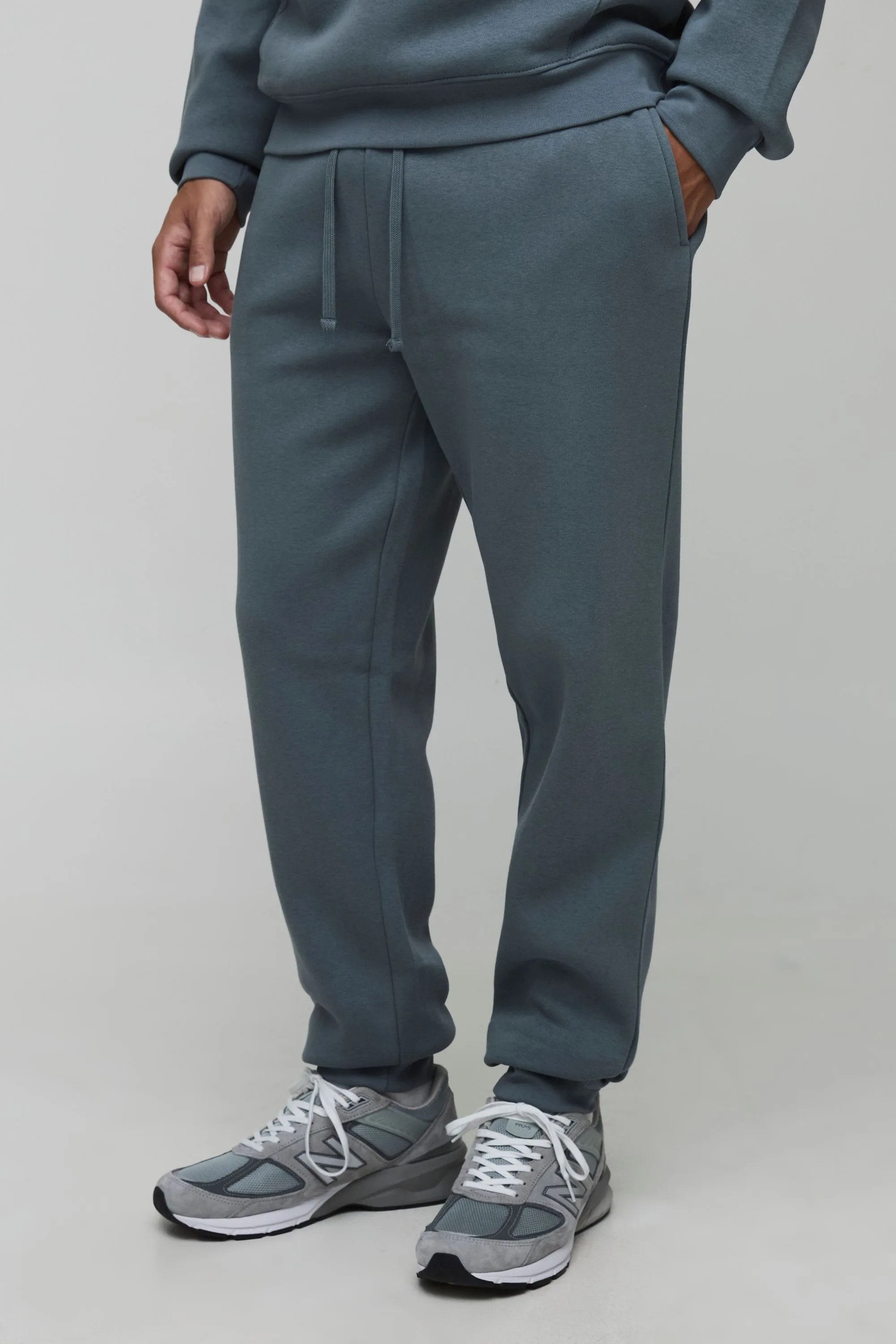 Mens Tall Basic Regular Fit Jogger - Grey Cotton - Size Small - boohooMAN - FashionsVida
