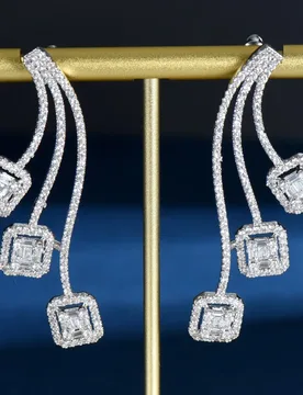 HIBRIDE Big Wave Square Shape Stud Errings for Women Wedding Cubic Zirconia Dubai Bridal Jewelry Accessories Bohemia E-1090 - Aliexpress - FashionsVida
