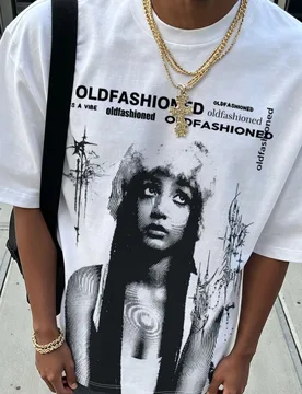 Camiseta de manga corta de estilo callejero, ropa urbana para hombres, camiseta gráfica con retrato S - Shein - FashionsVida