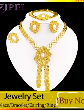 GZJPEI 4 Pcs/Set Gold Color Jewelry Set Imitation Pearl Necklace Bracelet Earring Ring Set For Women Party Jewelry Gift 2026 New - Aliexpress - FashionsVida