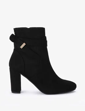 Suede Block Heel Ankle Boots Black female - Carvela - FashionsVida