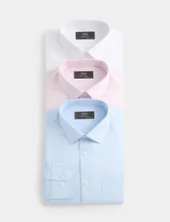 Pack Regular Fit Easy Iron Long Sleeve Shirts Blue Mix male