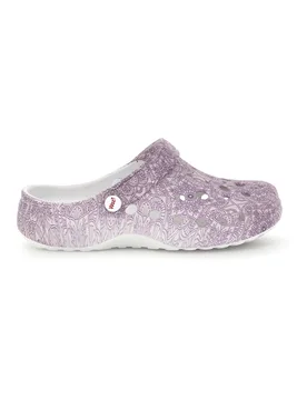 Ciabatte clog viola traforate con stampa 5 39 - WOZ - FashionsVida