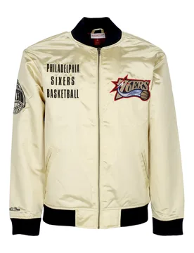 Giubbotto Bomber Uomo Nba Team Og 2.0 Lightweight Satin Jacket Vintage Logo Phi76e Gold - Mitchell & Ness - FashionsVida