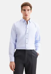 Regular Business Hemd Struktur Blau 38