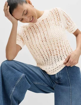 Cotton Rich Textured Knitted Top Vanilla female - M&S - FashionsVida