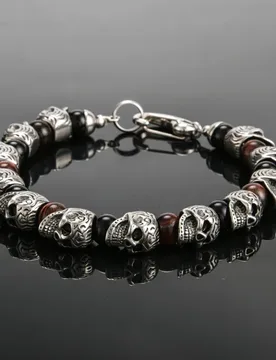 New Arrival Beaded Bracelet, Men's Stainless Steel Skull Bead Bracelet, Vintage Punk Hip Hop Fashion Jewelry - Aliexpress - FashionsVida