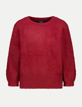 Strickpullover mit Plüsch 319-red dahlia 38 - monari - FashionsVida
