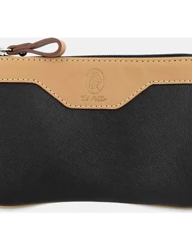 Monedero doble con llavero interior fabricado en piel vacuno y lona canvas color - El Potro - FashionsVida