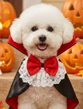 Pieza Capa de disfraz de vampiro de Halloween, capa de cosplay, ropa para mascotas con lazo rojo & negro XS - Shein - FashionsVida