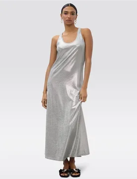 Vestido largo laminado sin mangas - Lola Casademunt - FashionsVida