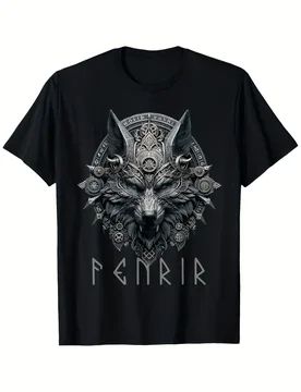 Norse Mythology Pagan Nordic Wolf Design Ragnarok pattern -100% cotton short-sleeved O-neck men's printed T-shirt - Aliexpress - FashionsVida