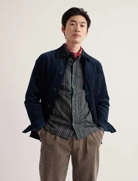 Regular Fit Pure Cotton Checked Shirt Navy Mix male - Seasalt cornwall - FashionsVida