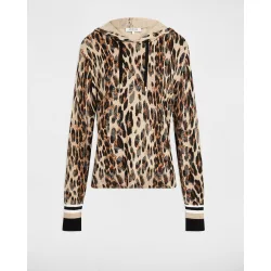 Jersey de mujer con capucha y estampado animalier