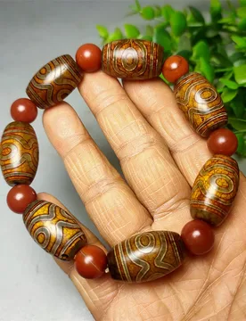 Jewelry Jadeware: Tibetan Style Barrel Three-Eyed Dzi Bead , Vintage Agate and Chalcedony Bracelet - Aliexpress - FashionsVida