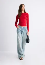 Langarm-Basic-Shirt Rot L