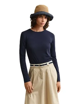 Maglietta A Maniche Lunghe 202595 Evening Blue L - Gant - FashionsVida