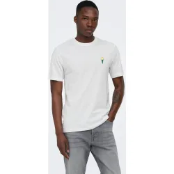 Only & Sons - Camiseta de hombre de manga corta y detalle bordado