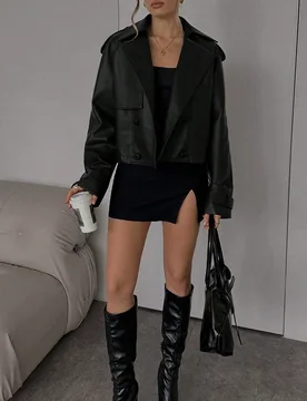 Chaqueta abrigo tipo gabardina de mujer de unicolor con cuello de solapa, manga larga y doble botonadura XS - Shein - FashionsVida