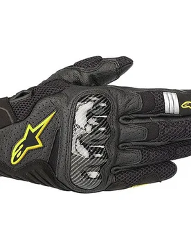 Guanti Moto In Tessuto SMX-1 AIR v2 Nero Giallo taglia 3XL - Alpinestars - FashionsVida