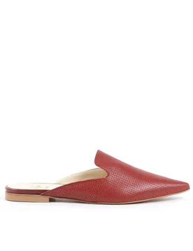 V69 Womens Slide Red 4747 Sabot Traf Rosso Fragola Leather - Size Uk 7 - Versace 1969 Abbigliamento Sportivo Srl Milano Italia - FashionsVida