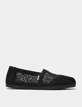 Canvas Embroidered Espadrilles Black female - TOMS - FashionsVida