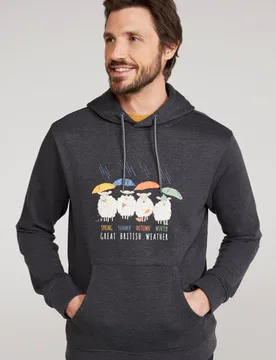 Great British Weather Graphic Mens Overhead Hoodie - Grey - Mountain Warehouse - FashionsVida