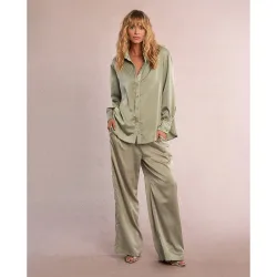 Pantalón ancho de mujer largo abalorios brillantes