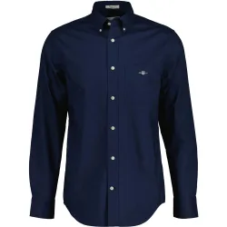 Camisa de hombre lisa de manga larga y corte regular
