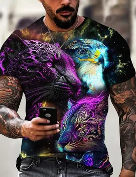 Vintage T-Shirts For Men 3D Eagle Print Short Sleeve Tops Summer Fashion Animal T Shirt Loose Oversized Tee Shirt Men Clothing - Aliexpress - FashionsVida