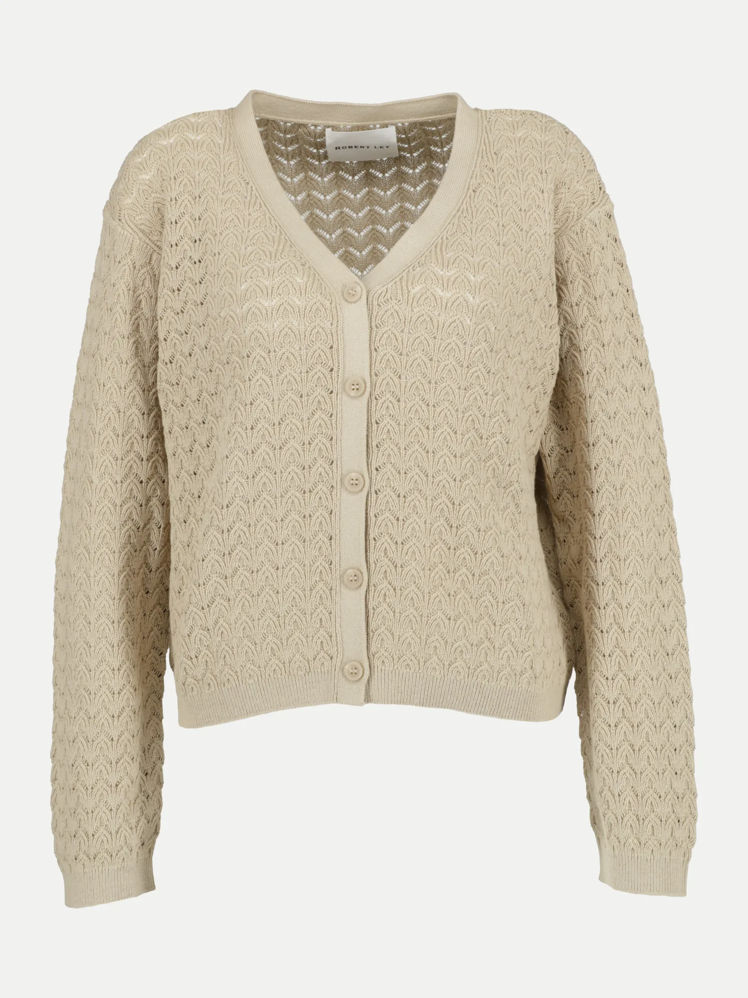 Strickjacke mit Ajour-Muster Beige 40 - Insieme - FashionsVida