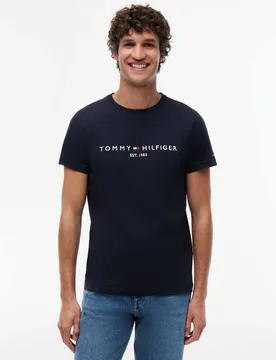 Pure Cotton Crew Neck T-Shirt Navy male - Tommy hilfiger - FashionsVida