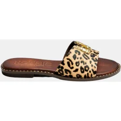 Sandalia plana de mujer animal print