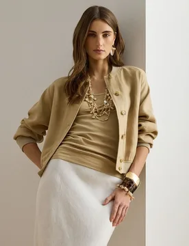 Cazadora bomber de mujer en lino - Lauren Ralph Lauren - FashionsVida