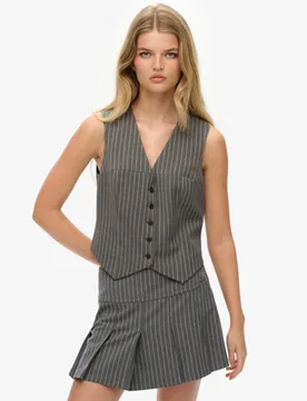 Superdry Damen Nadelstreifen Weste Grey - Größe: 42 - 54.99 - FashionsVida