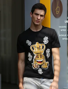 AlexPlein Smiling Face $ Rhinestones Diamond T Shirt Funny Men's Clothing Fashion 100%Cotton Streetwear O Neck 2022 Short Sleeve - Aliexpress - FashionsVida