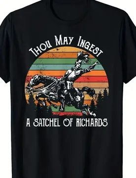Medieval Knight & Richard's Wine Humorwith "Thou Shalt Drink Richard's Wine" Slogan-100% cotton O-neck men's printed T-shirt - Aliexpress - FashionsVida