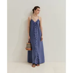 Vestido de tirantes de mujer de lyocell y lino